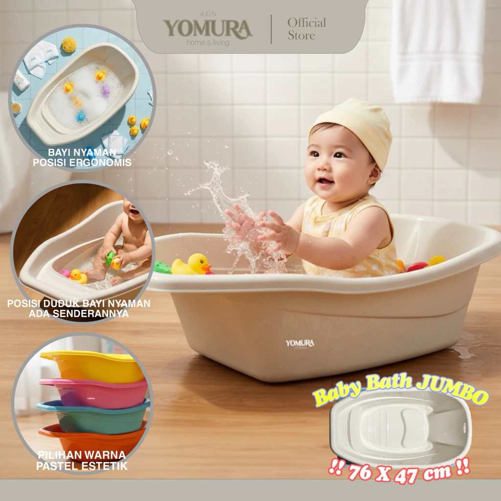 YOMURA Bak Mandi Bayi JUMBO Senderan BPA Free / Baby Bathtub Besar / Tempat Mandi Bayi Anak Balita