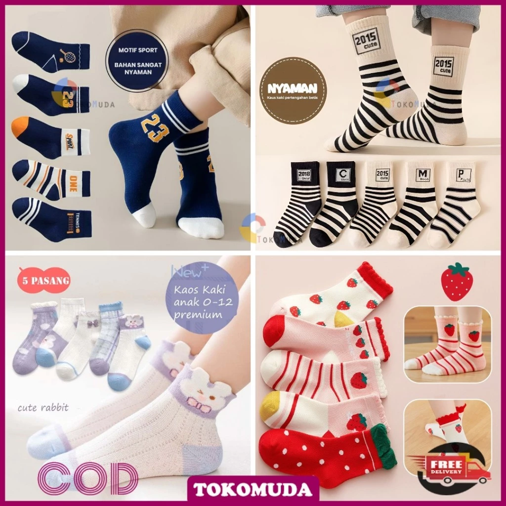 TOMUMUDA Kaos Kaki Anak perempuan kaos kaki anak laki laki Umur 0 1 2 3 4 5 6 7 8 9 10 11 12 Tahun