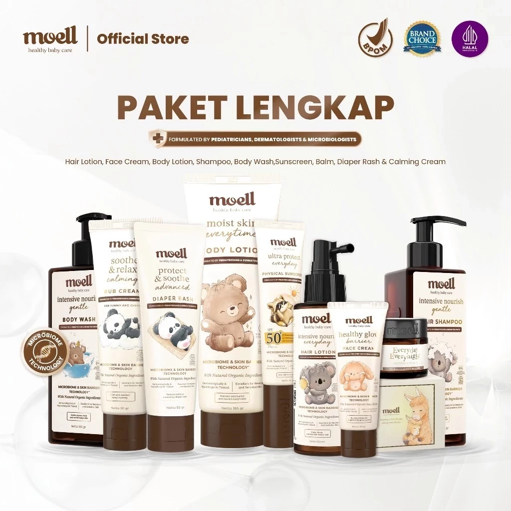 Moell - Paket Lengkap Skincare Bayi & Anak - Diformulasikan Oleh Dokter Kulit & Anak
