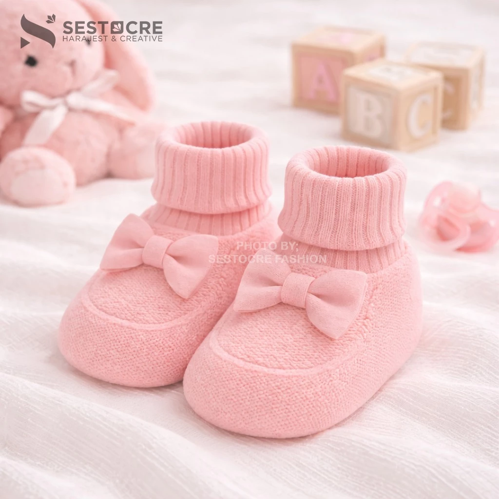 Sepatu Bayi Anak Perempuan Pita Lucu Usia 0 3 6 9 12 Bulan Baby Shoes Prewalker Bowknot Anti Slip Nyaman -SHF