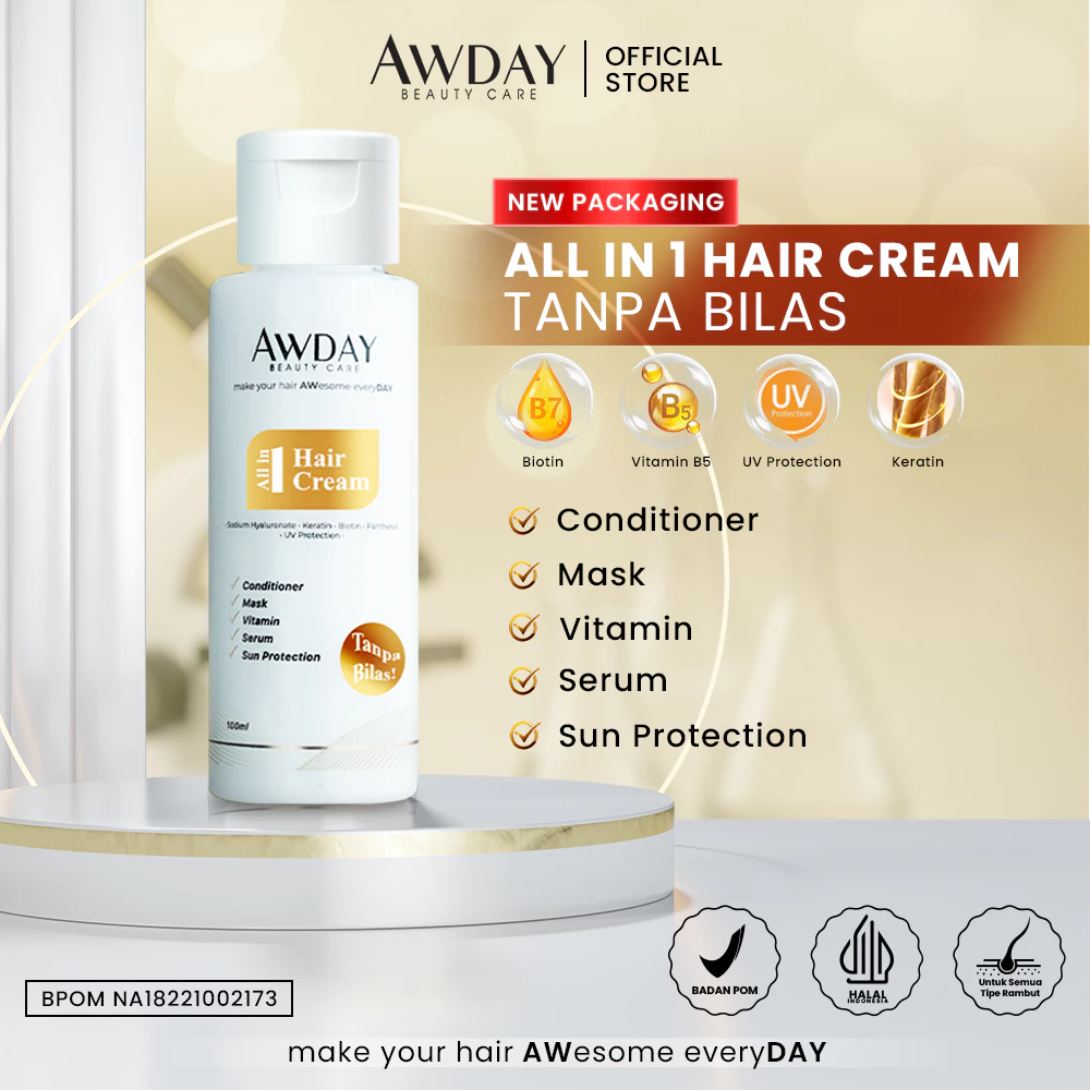 Awday all in 1 Hair Cream / Awday Conditioner / kondisioner tanpa bilas masker vitamin serum sun protection / conditioner awday