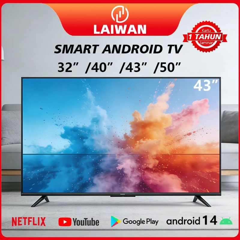 LAIWAN televisi smart tv 43 inch LED standing tv 32/43/40 inch Google TV