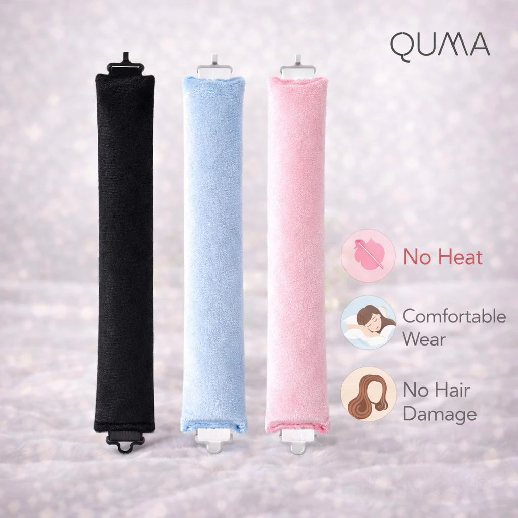 QUMA Pengeriting Rambut Tanpa Panas isi 3 pcs – Heatless Curl Rambut Ikal Tanpa Catokan
