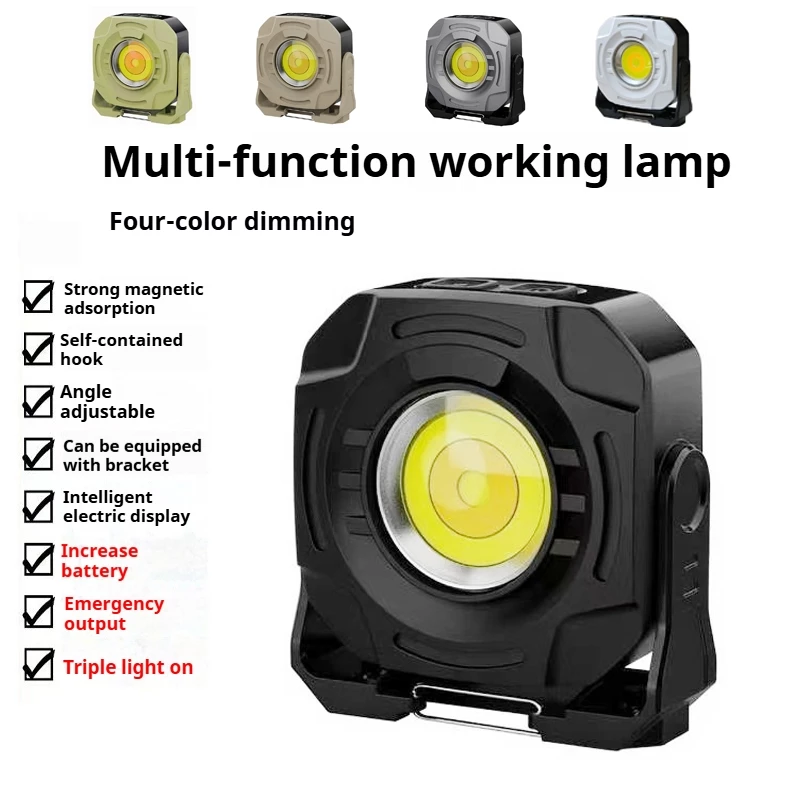 Lampu berkemah luar ruangan multifungsi dapat dipotong mini COB lampu kerja kuat magnetik lampu perbaikan lampu sorot jenis-C pengisian daya pendukung rotasi lampu darurat
