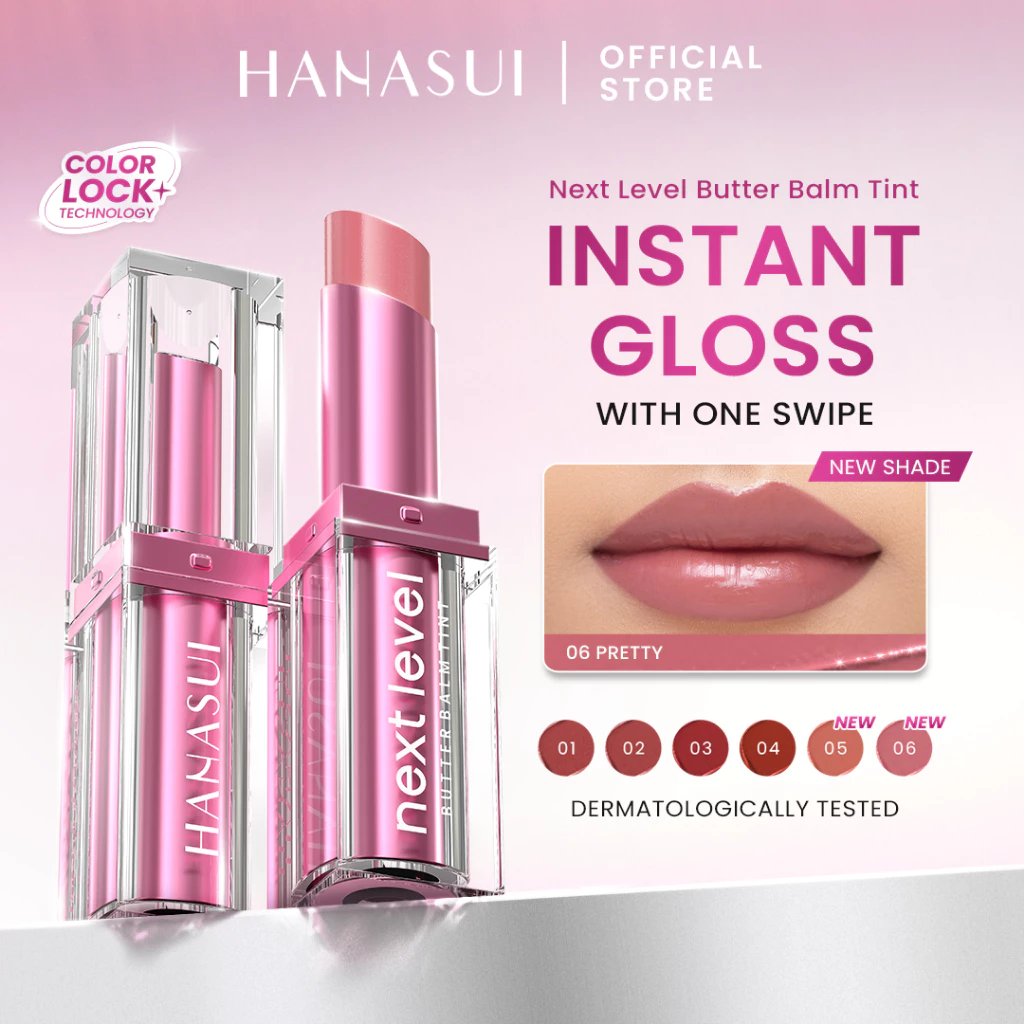 Hanasui Next Level Butter Balm - Color Butter Balm Tinted Lip Balm Melembabkan & Mencerahkan Bibir Lightweight & Cover Bibir Gelap Beauty Hyper Gloss Lip Balm