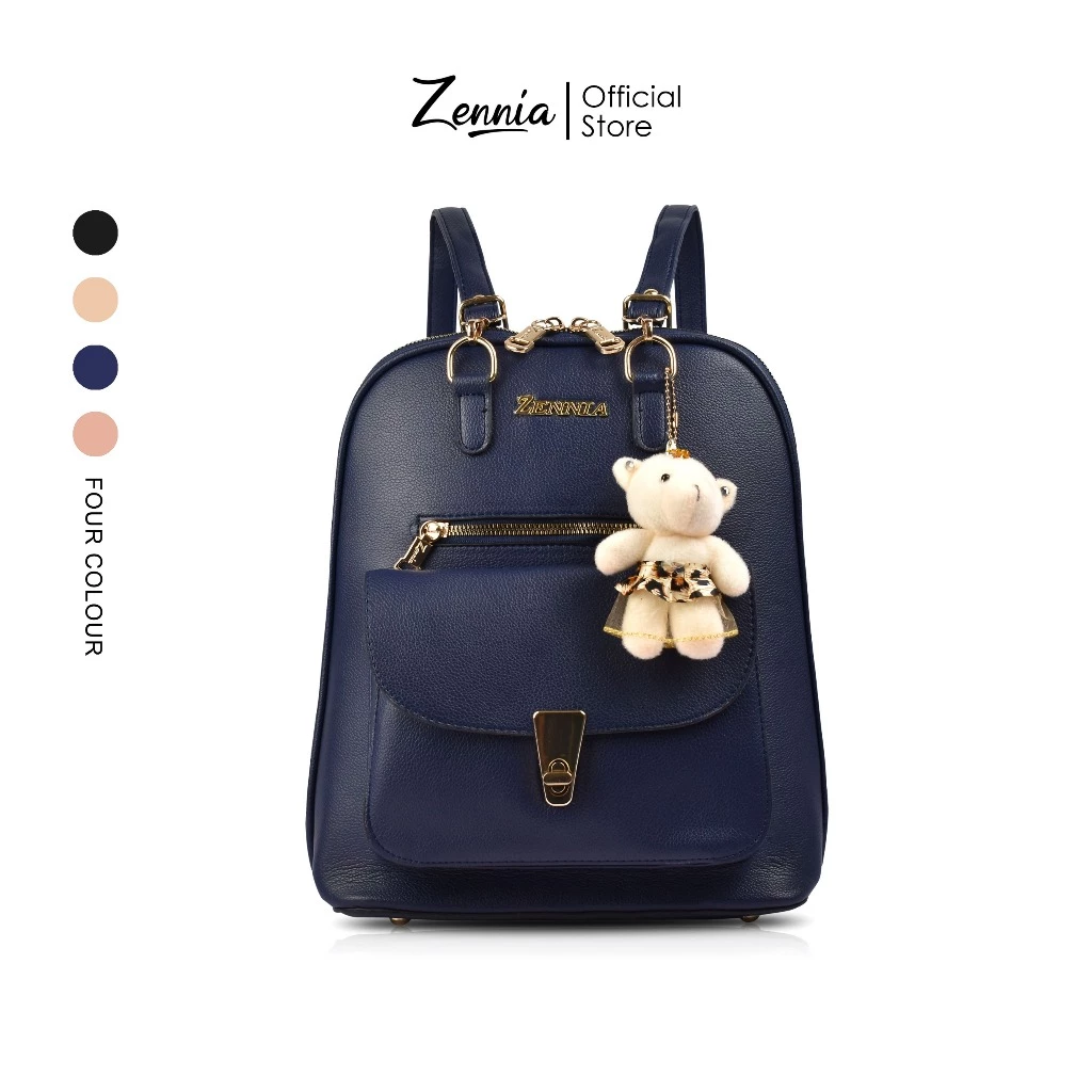 Zennia Yura Tas Ransel Wanita Kulit Korea | Backpack Kerja Kantor Kuliah Sekolah Cewek Import Elegant