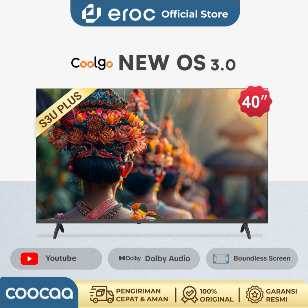 TV COOCAA Smart TV 40 inch - Coolita 3.0 - 2K LED - Youtube/ Prime Video - Dolby Audio - 40S3U PLUS