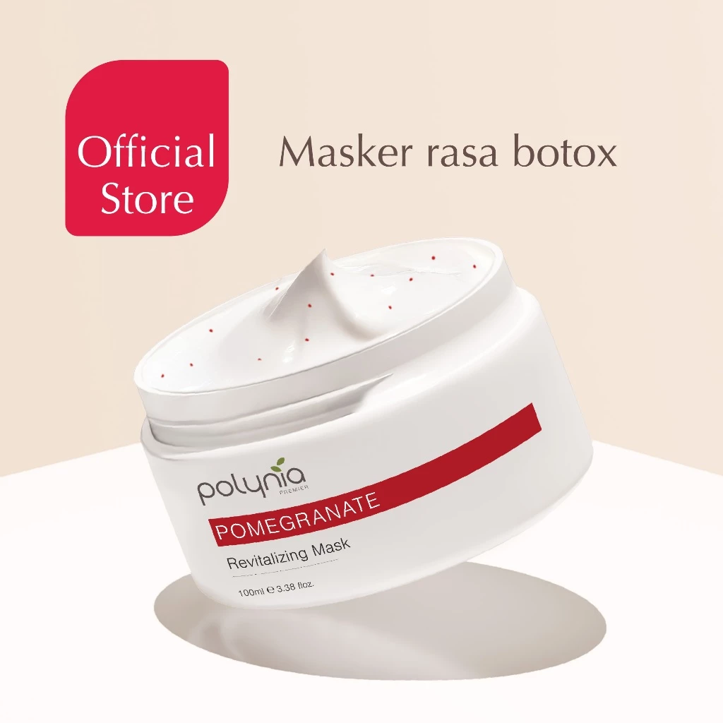 POLYNIA | Pomegranate Revitalizing Face Mask | Masker Anti Aging | Pudarkan Kerutan & Garis Halus | Samarkan Flek Hitam | BPOM