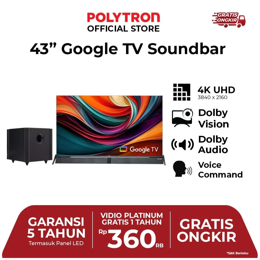 POLYTRON 4K UHD Smart  Google TV 43 Inch PLD 43BUG3058