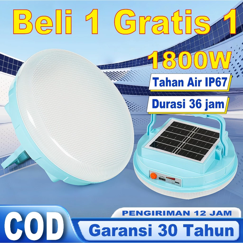 [Garansi 30 tahun]Lampu Darurat UFO 1800W Lampu Darurat LED Super Terang 2 Model Tenaga Surya + Isi Ulang USB - Lampu Berkemah - Lampu Berkemah LED Gantung Luar Ruangan Tahan Air - Tahan Lama