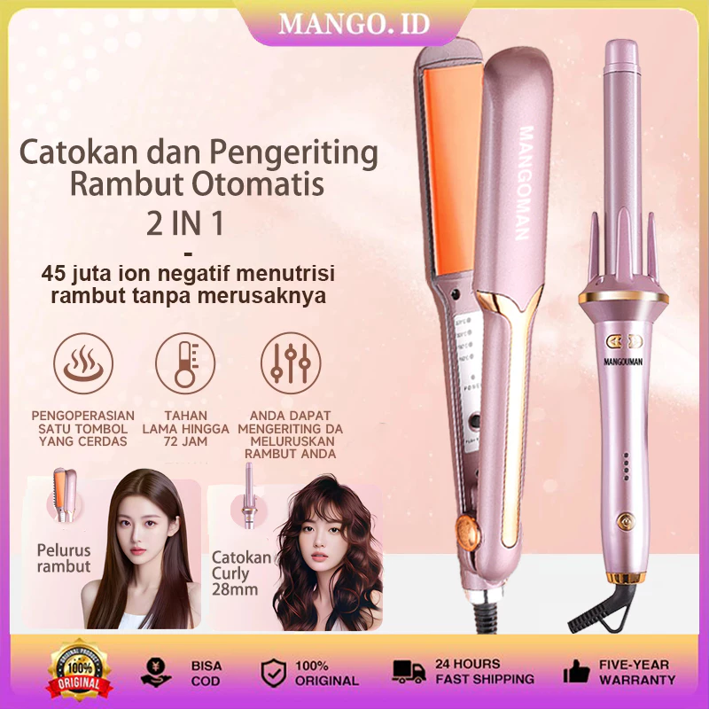 2in1 Hair Beauty Set - Catokan Pelurus dan Pengeriting Rambut dengan pelurusan ion negatif/Catok lurus/catok lepek/catok pengeriting/Hair Straightener Catok Rambut  Lurus Curly Keriting 2in1 MG-459 Catokan Rebonding Murah
