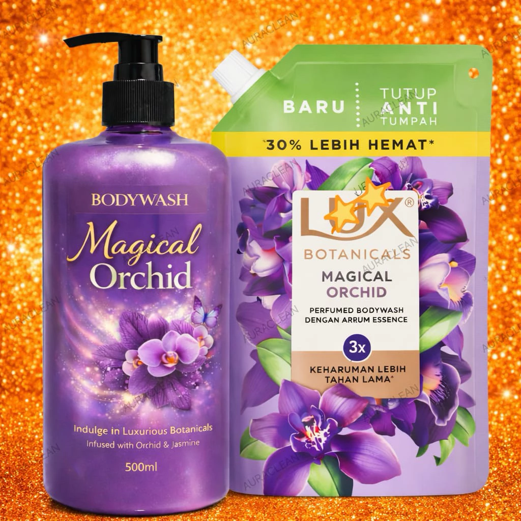 Aura Sabun Mandi Cair wangi tahan lama botol pump 500ml aroma Orchid