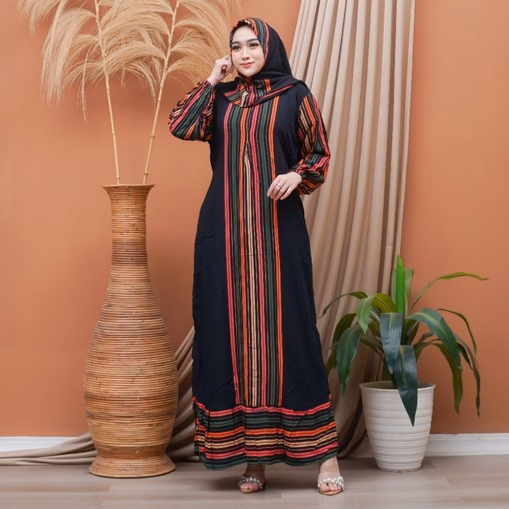 Gamis SET HIJAB storjoan elegan rayon premium LD 115-120 PB 138 motif cap busui