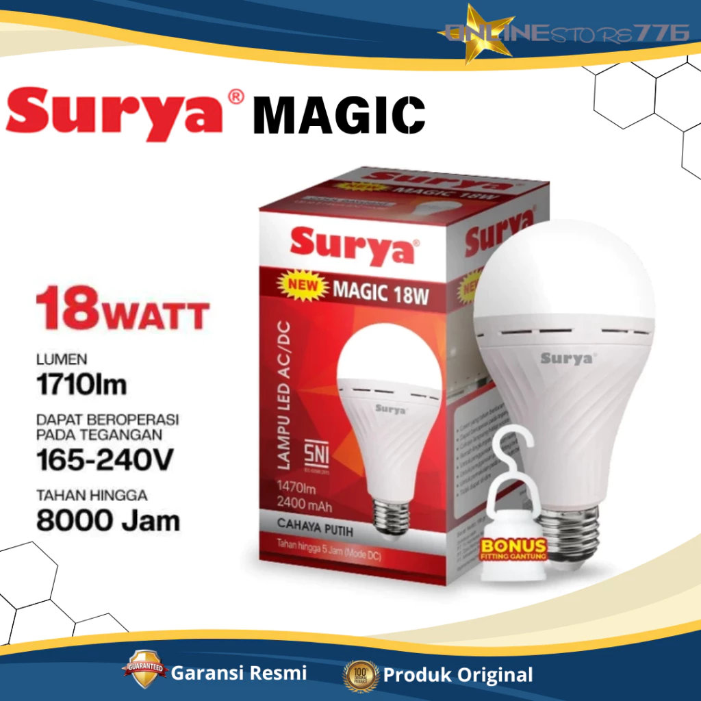 Lampu Emergency LED Surya Magic 18W / Lampu Darurat 18 Watt / Rechargeable / Cahaya Putih