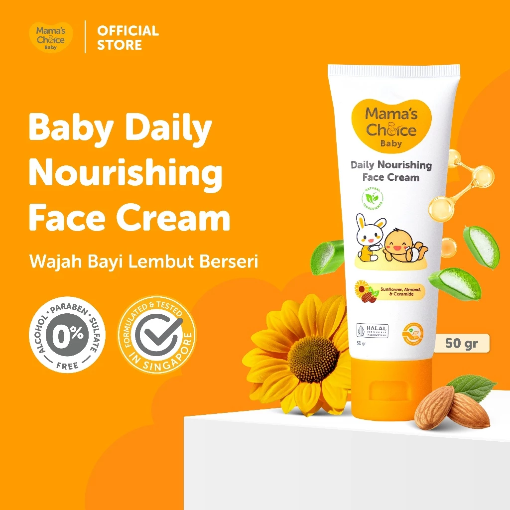 Cream Wajah Bayi | Mama's Choice Baby Daily Nourishing Face Cream - Skincare Bayi Krim Pelembab Muka Bayi terdaftar BPOM