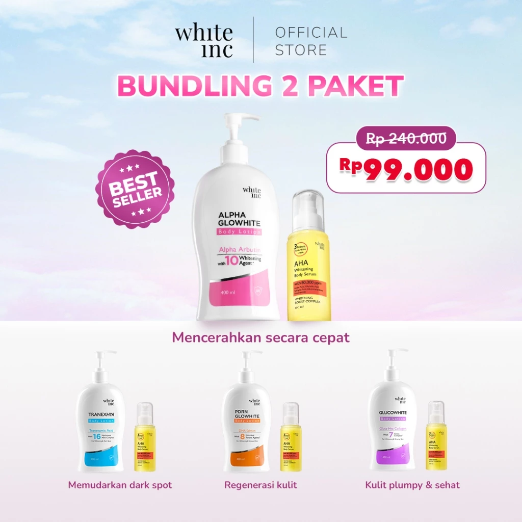 [MEGA] BUNDLING 2 WHITE INC AHA Body Serum + Alpha Glowhite PDRN Glucowhite TranexHya Body Lotion to Whitening & Moisturising