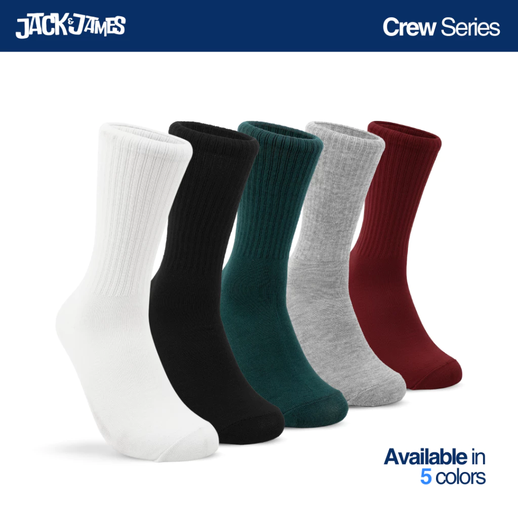 JACK & JAMES Kaos Kaki Crew Oldschool Polos Basic Series