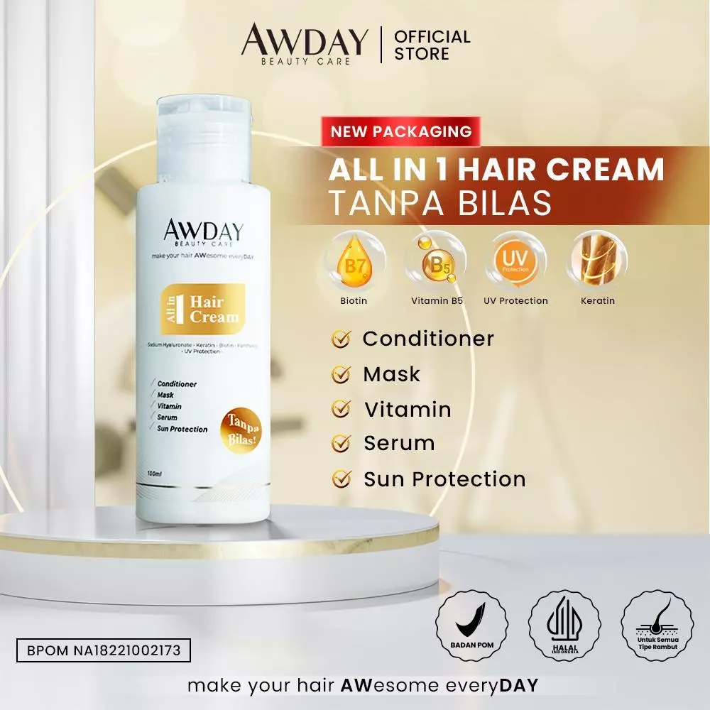 Hair Cream Awday all in 1 hair Awday Conditioner / Kondisioner Vitamin Rambut tanpa bilas