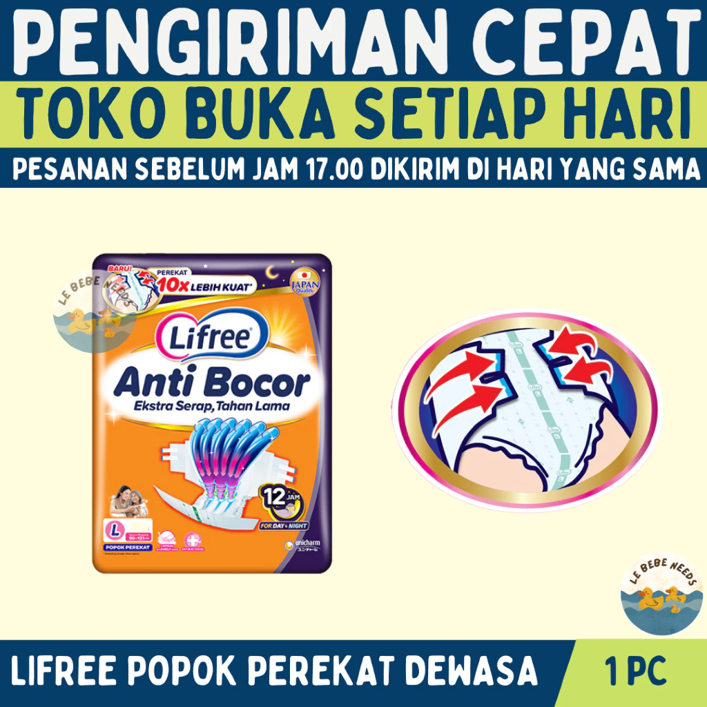 Lifree Popok Perekat Renceng Satuan - Lifree Popok Dewasa Rekat Sachet - Lifree Popok Renceng Rekat