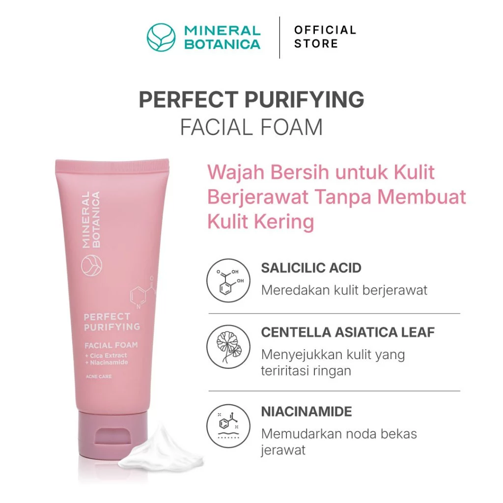 Mineral Botanica Perfect Purifying Facial Foam 100g (untuk kulit berjerawat)