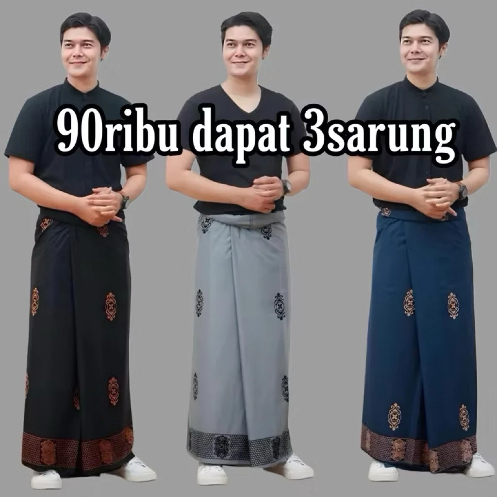 TERLARIS 3pcs 90ribu Sarung Batik Dewasa Pria Wanita Motif Sarwon Viral Kekinian Katun Poly
