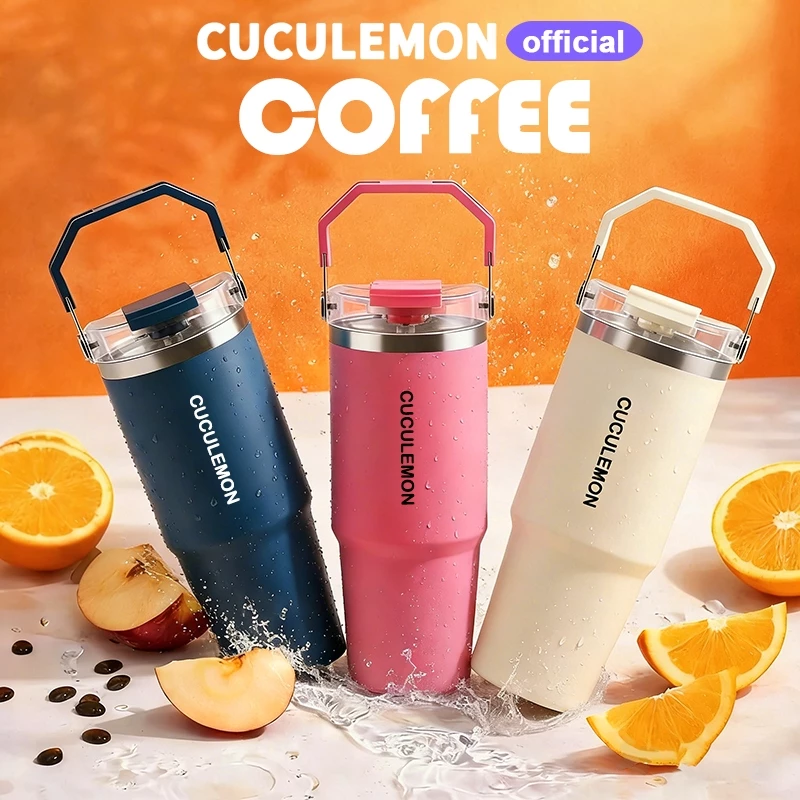 CucuLemon Tumbler Stainless Steel 890ml Termos Tahan Panas Dingin Botol Minum Portable