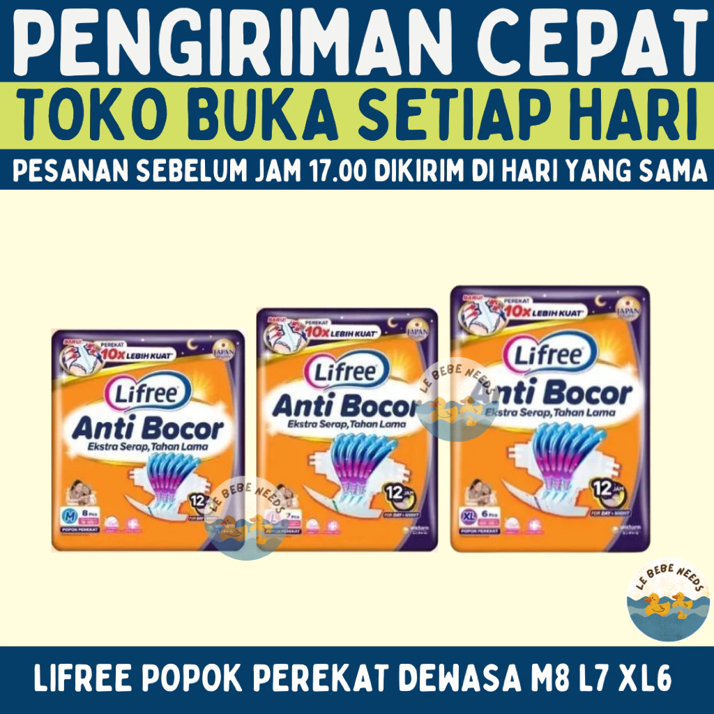 Lifree Popok Perekat Dewasa Pack M8 L7 XL6 - Popok Rekat Bag