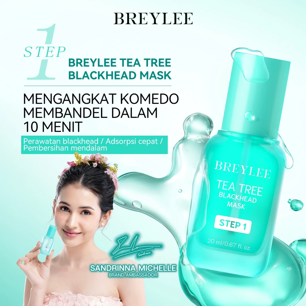 Newly Upgraded BREYLEE  Blackhead Removal Mask Step 1 & Pore Minimizer Serum Step 2 / Masker Pengangkat Komedo & Serum Pengecil Pori Por Blackhead Set