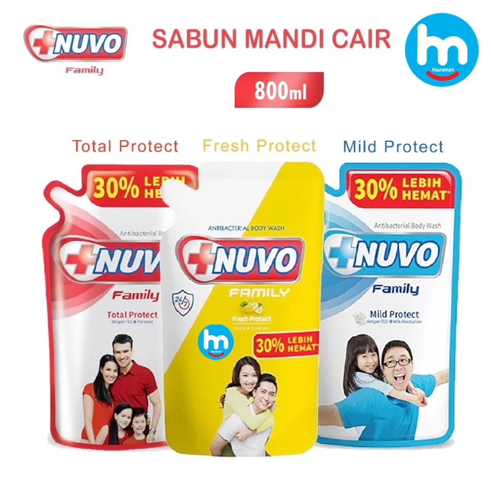 Nuvo Family Sabun Mandi Cair 800ml | Nuvo Family Body wash Antibacterial 800ml