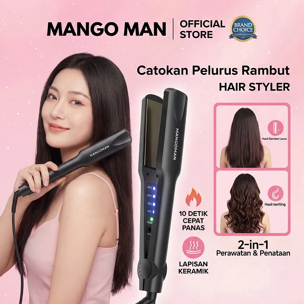 MangoMan 2 in 1 original ion fast heating catok rambut dan catok/alat pengeriting rambut (alat pengeriting rambut)/catok rambut murah/catok catok/alat pengeriting rambut/