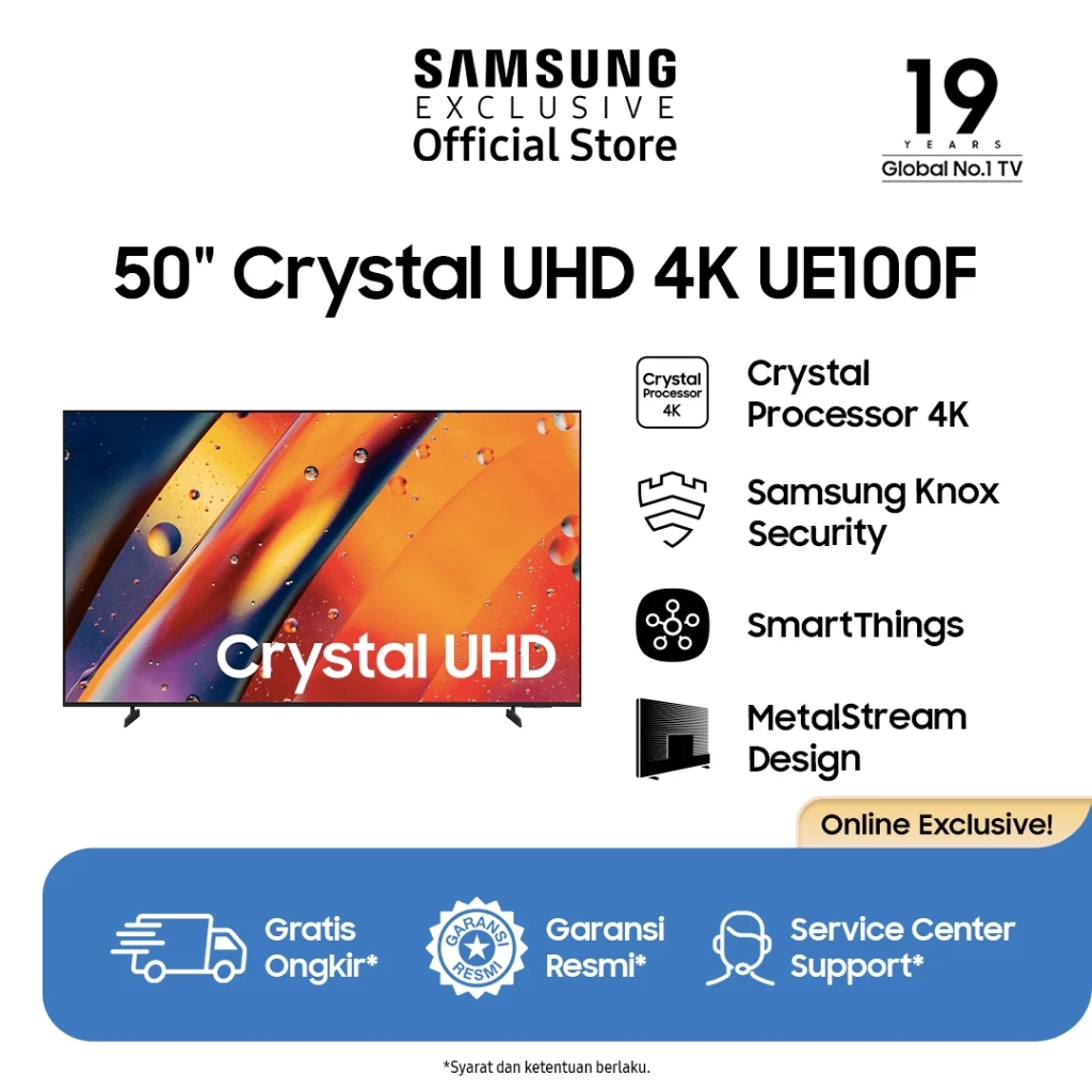 Samsung 50" Crystal UHD 4K UE100F 4K Smart TV - UA50UE100FKXXD