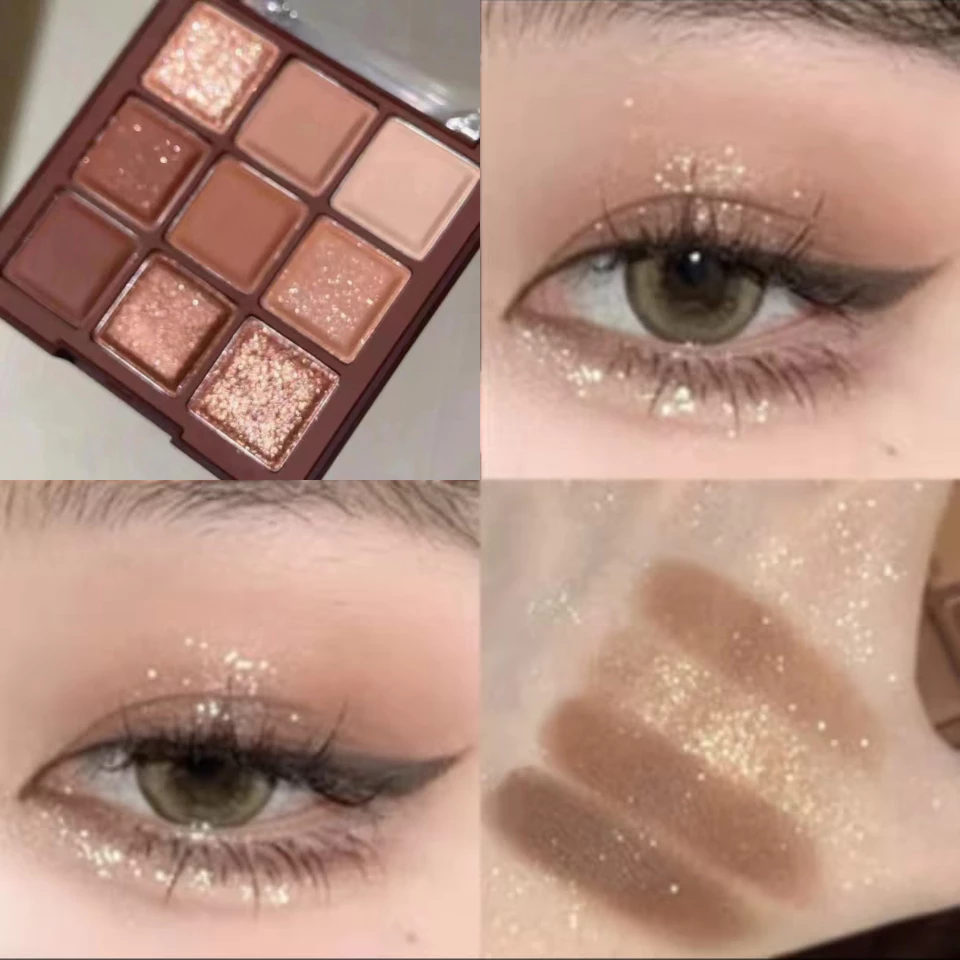 MUGELEEN Korean Eyeshadow 9 Warna Palette Matte & Glitter Pigmented Long Lasting
