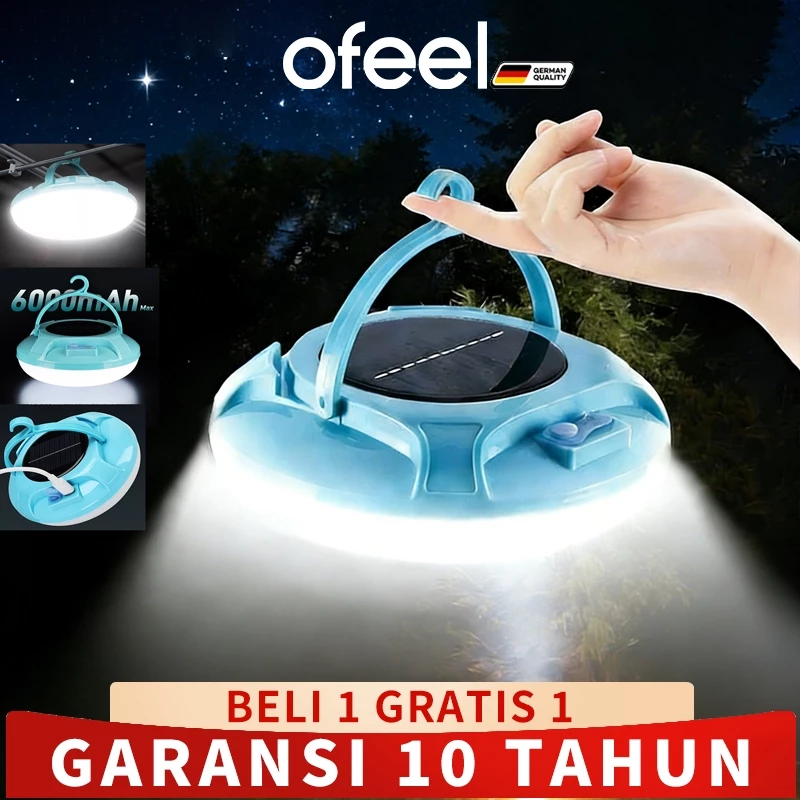 OFEEL Lampu Emergency Solar Camping Light Lamp Gantung Berkemah Ufo Tahan Outdoor Tahan Air Portabel
