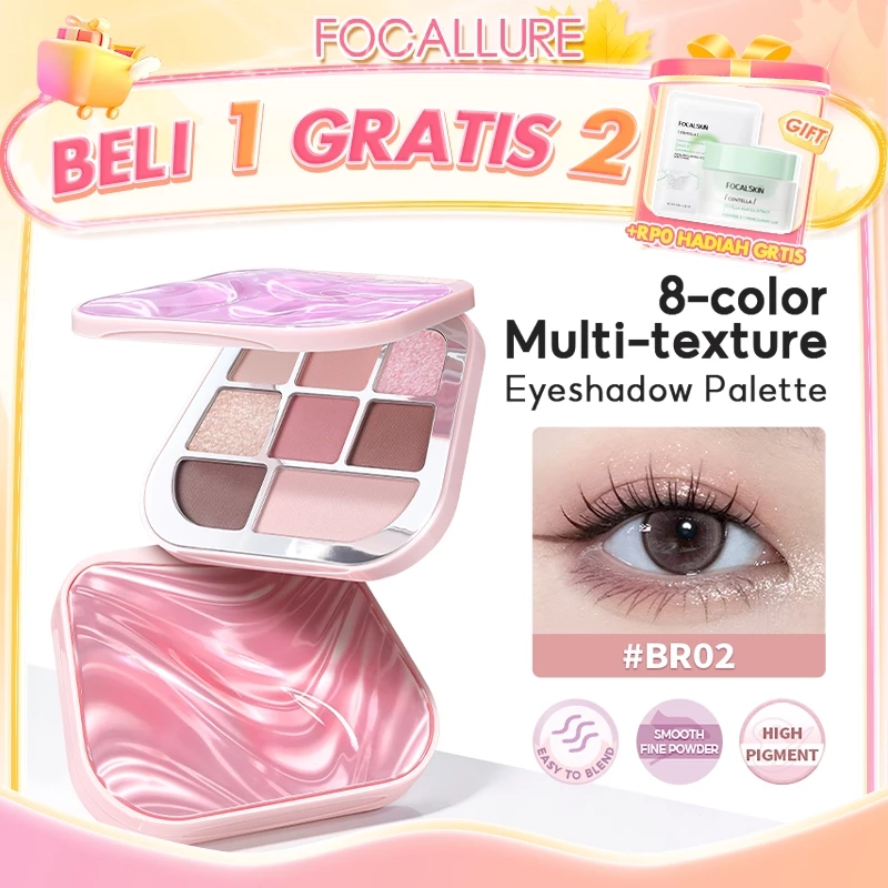 FOCALLURE 8-color Eyeshadow Palette High Pigment  Easy To Blend Long-lasting Non-patchy Non-cakey
