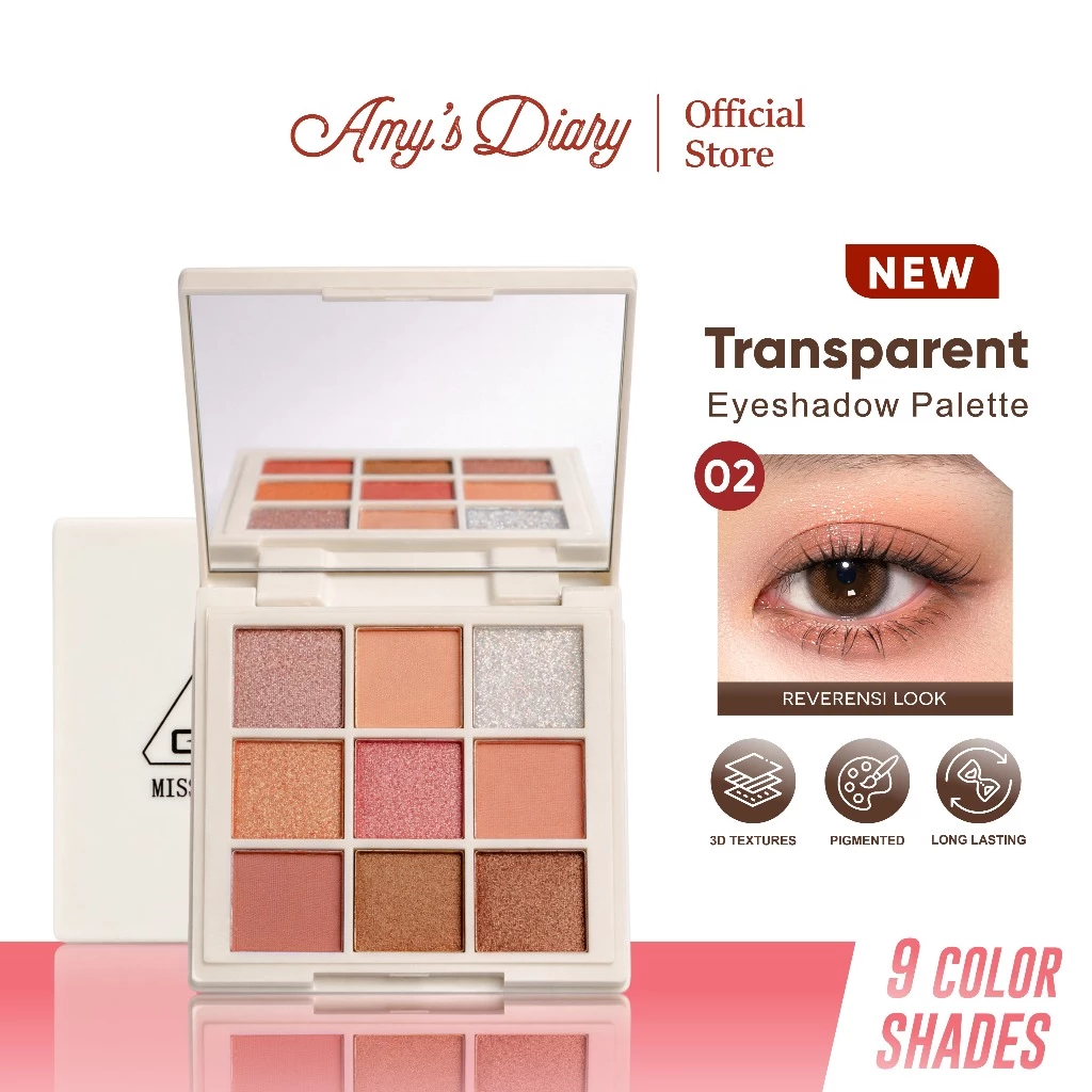 [BPOM] AMY'S DIARY Transparent 9 Color Eyeshadow Palette Waterproof
