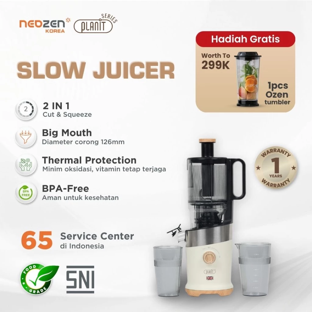 NEOZEN x PLANIT SLOW JUICER 2 IN 1 MULTIFUNGSI - BLENDER LOW WATT COLD PRESS JUICER  - BLENDER PENYARING AMPAS