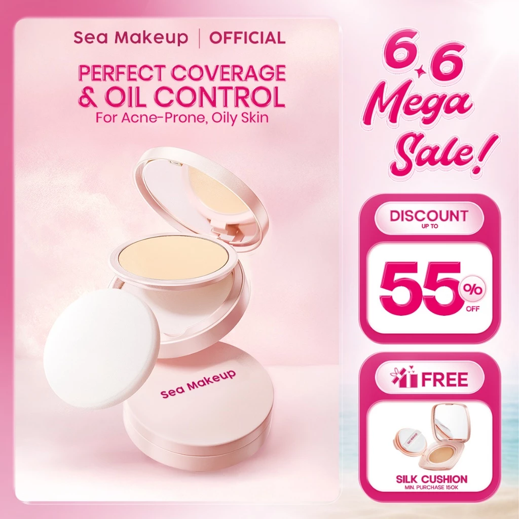 [FREE GIFT] Sea Makeup Acne Cover & Smooth Two Way Cake – Compact Powder & Powder Foundation Full Coverage, Bedak Padat 5 Warna, Meratakan Wajah, Tahan Lama, Cocok Dipadukan dengan Bedak Tabur Oil Control, Translucent Powder & Loose Powder