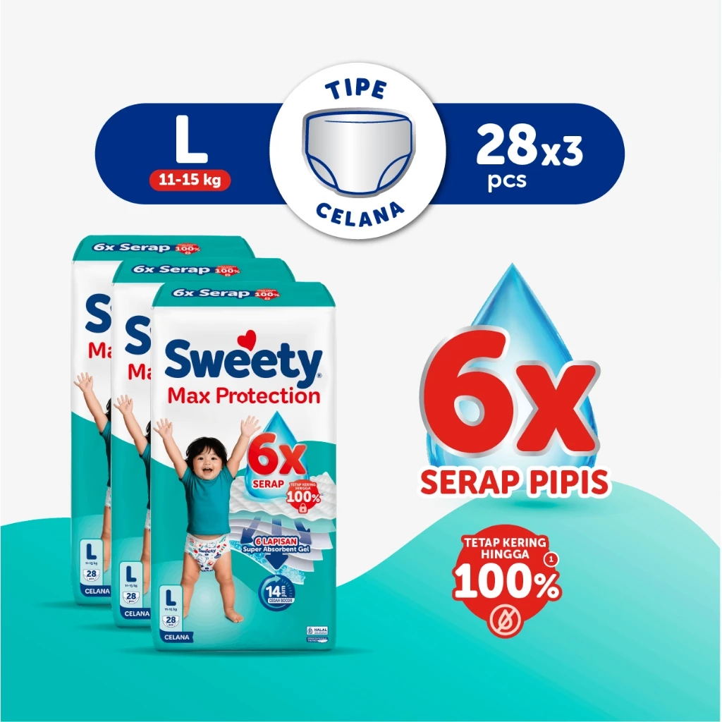 Sweety Silver Max Protect L 3 x 28s Popok Celana Baby Diapers - Special Upcount