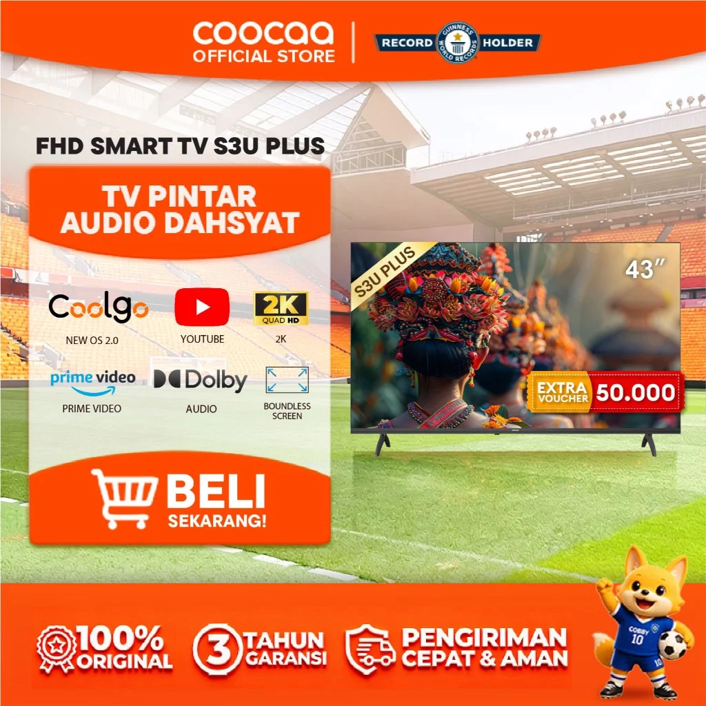 [NEW]COOCAA 43 inch S3U PLUS - Coolita 3.0 - Smart TV - Youtube/ Prime Video - Dolby Audio (COOCAA 43S3U Plus)