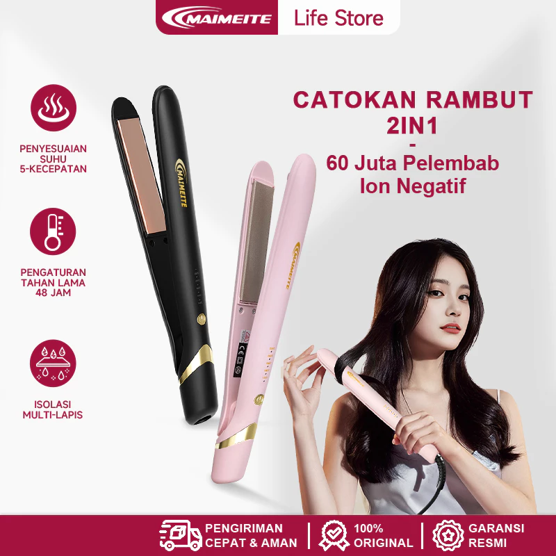 MAIMEITE Catokan Rambut Hair Straightener Catok Keriting Lurus Keratin Ceramic 5 Tingkat Pengaturan Suhu