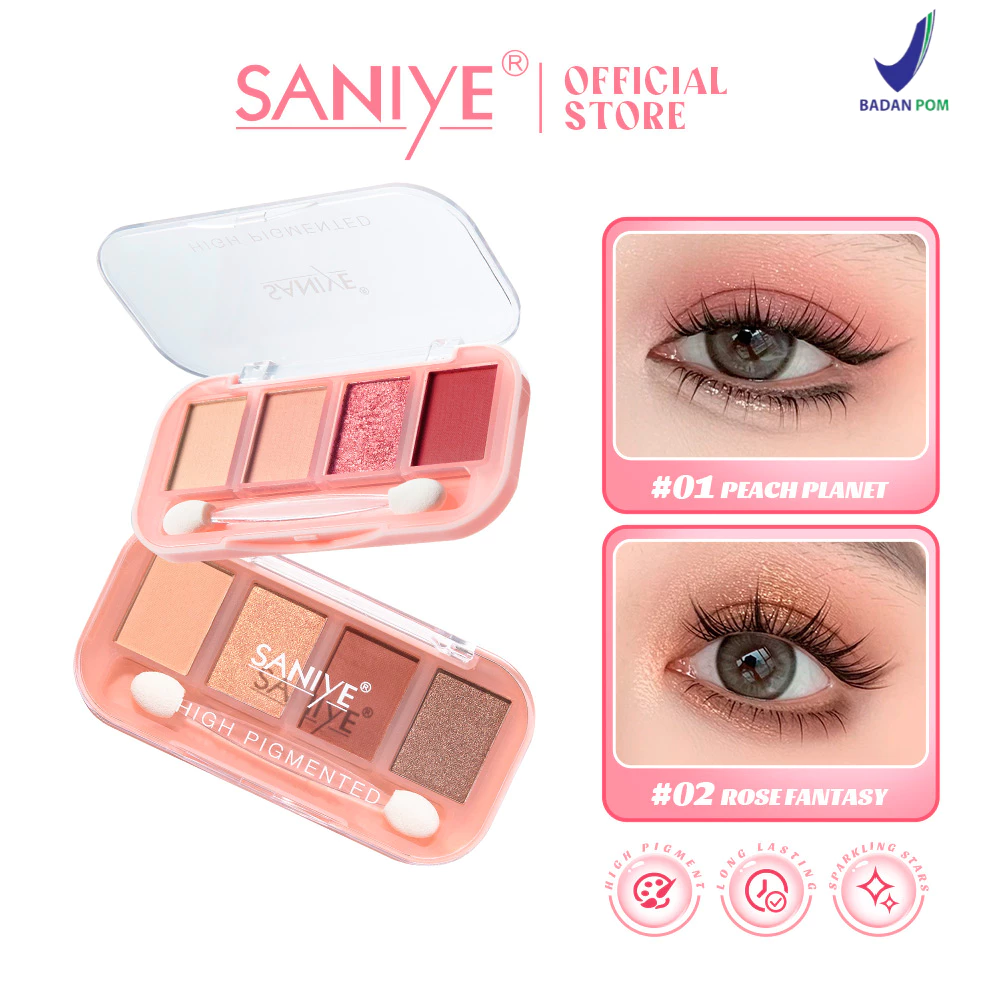 SANIYE New 4 Warna Glitter Eyeshadow Palette Menarik Mata Eye Shadow Kecantikan Kosmetik E0459