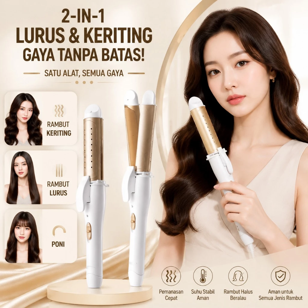 RTL 2 in 1 Catokan Rambut Curly - Catokan Curly Catok Rambut Lurus Dan Curly