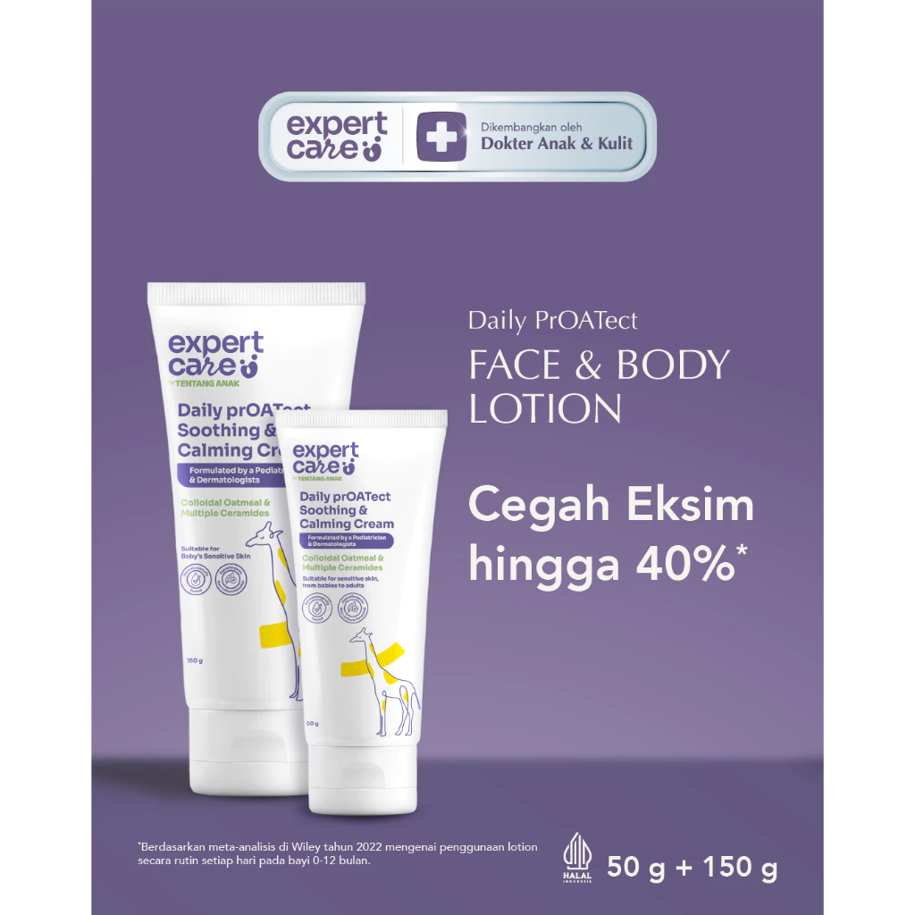 Expert Care Face & Body Lotion Bayi & Anak - Lotion Aman Bayi & Anak Kulit Sensitif dengan Colloidal Oatmeal (50g / 150g) | Lembapkan & Bantu Cegah Ruam