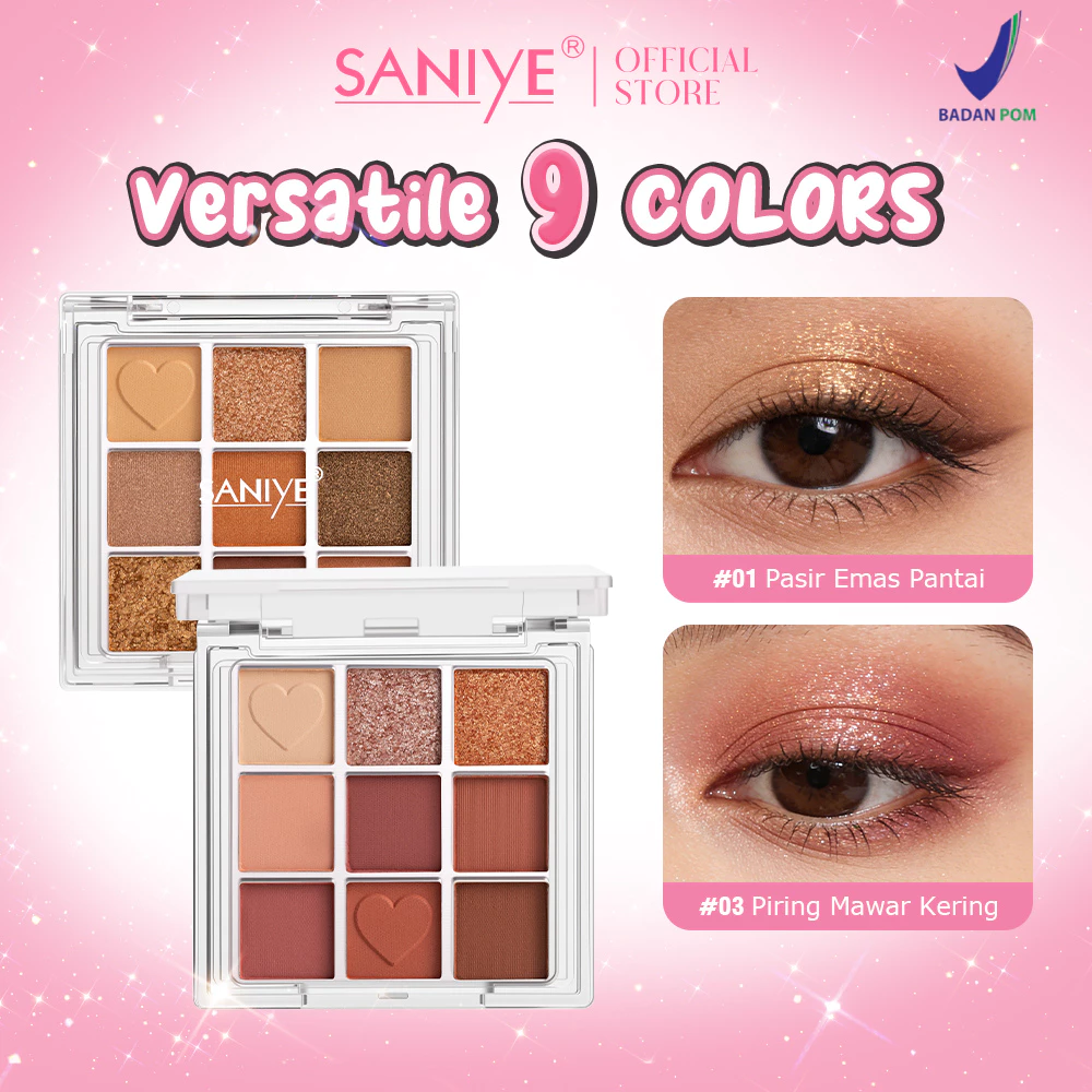 SANIYE [BPOM] 9 Colors Eyeshadow Palette Matte Shimmer Eye Shadow  Eye Makeup Cosmetics E0925
