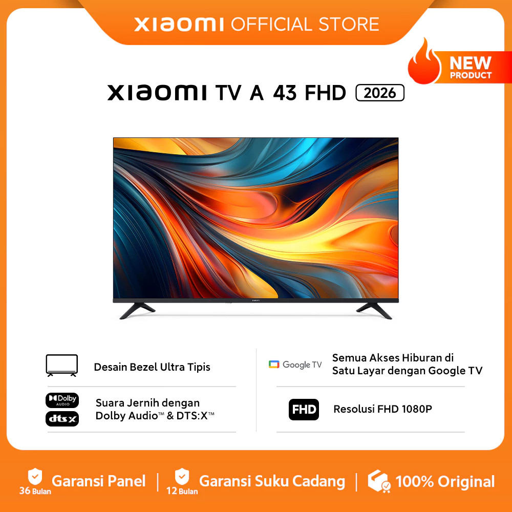 Xiaomi TV A 43" FHD 2026 | Resolusi FHD | Dolby Audio™ | DTS-X Google TV [Xiaomi Official Store]