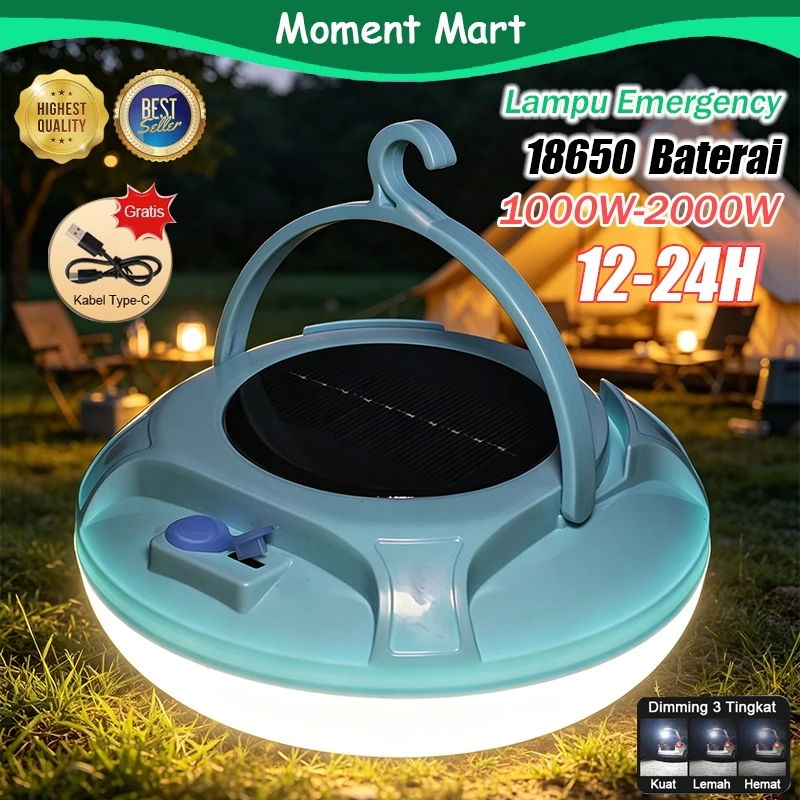 Lampu Emergency UFO Gantung Solar Panel Camping Lamp Lampu Multifungsi Lampu Emergency Gantung