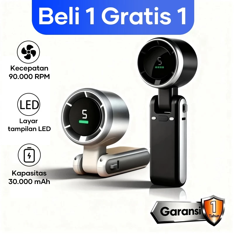 Beli 1 Gratis 1 Kipas Angin SOLOCOLO N607 Lipat LED Display Portable USB Turbo Angin Kencang Stylish Model Terbaru Praktis Rumah Kantor