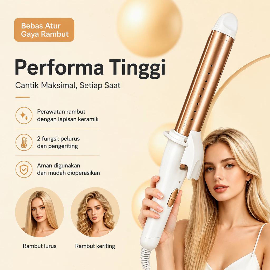 Catokan Rambut/Tongkat rambut keriting 2in 1 Catok Lurus Keriting Hair Straightener Professional Multifunction
