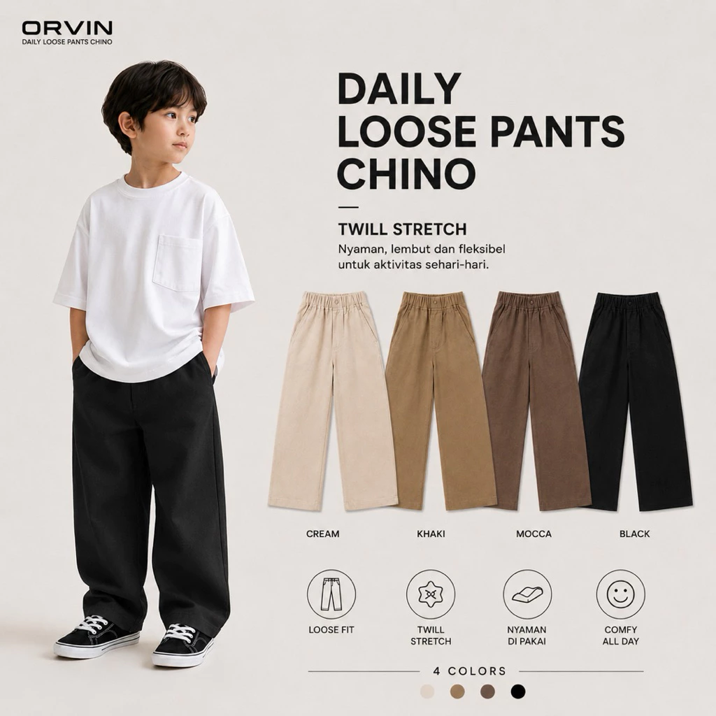 ORVIN Celana Panjang Anak Daily Loose Pants