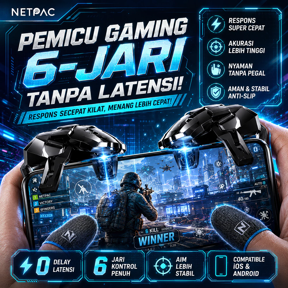 NETPAC G01 Trigger Pubg L1 R1 Gaming 6 Finger Trigger Gaming Controller Handphone Aim Key No Delay